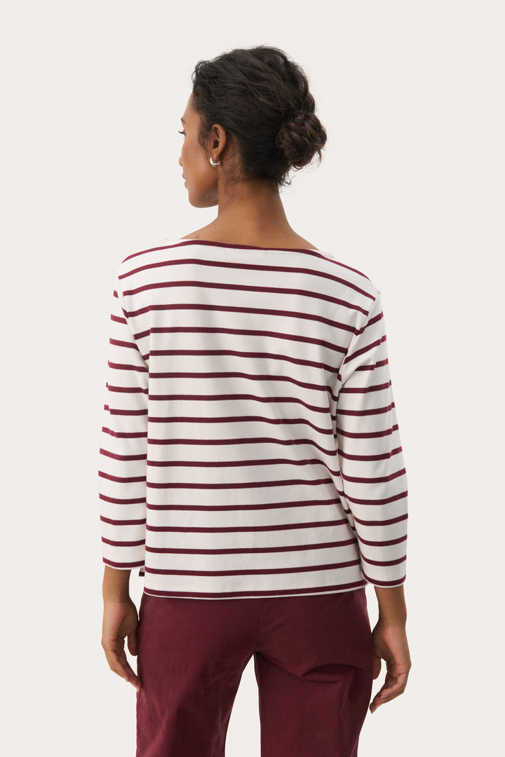 T-shirt rayé en coton à manches 7/8 Nela