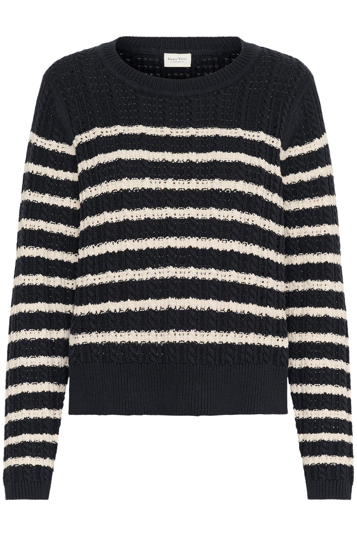Pull rayé texturé avec col rond Selenia