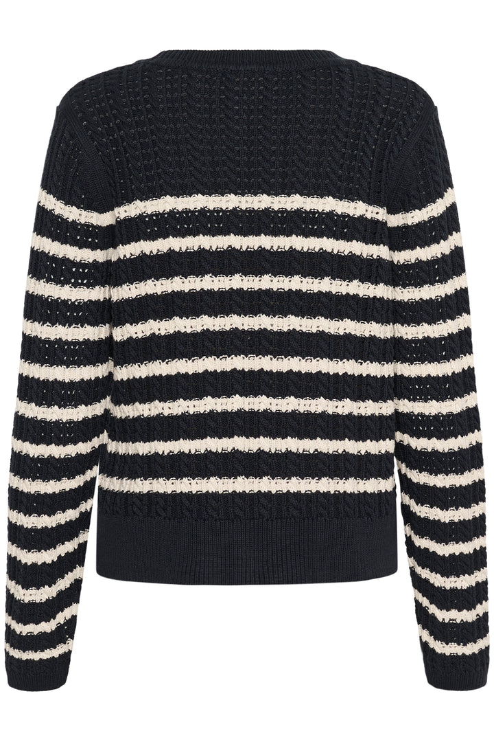 Pull rayé texturé avec col rond Selenia