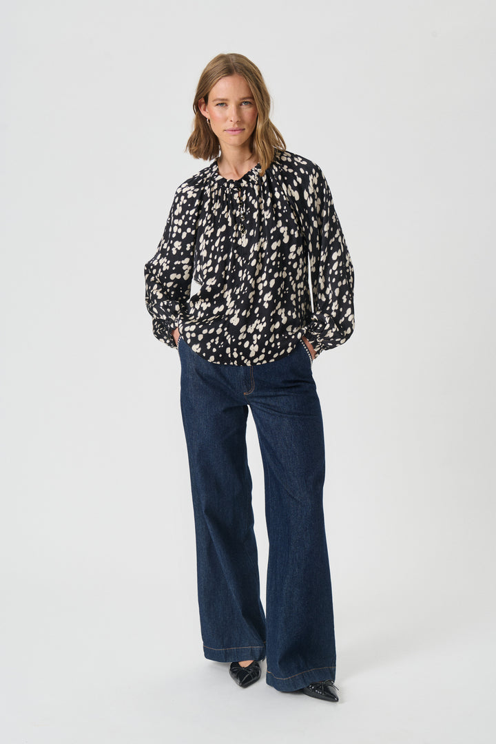 Blouse ample à imprimé bambi et col froncé Venessa