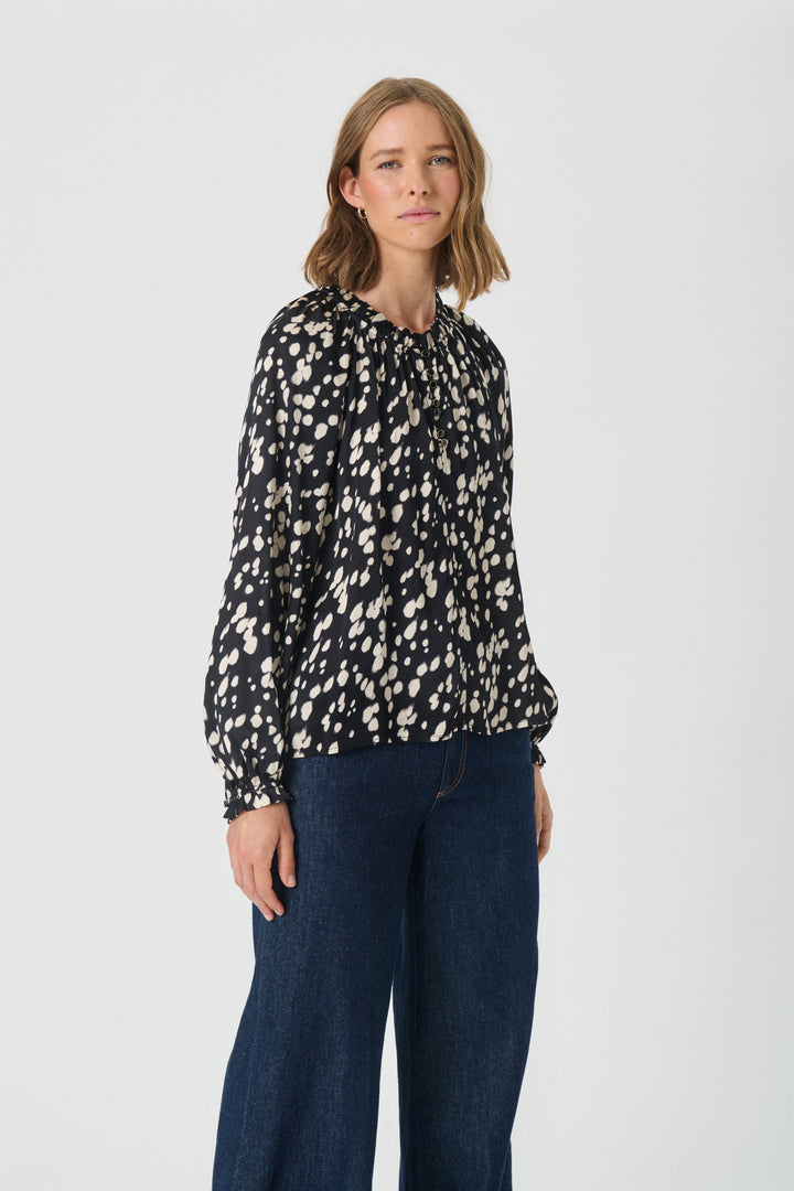Blouse ample à imprimé bambi et col froncé Venessa