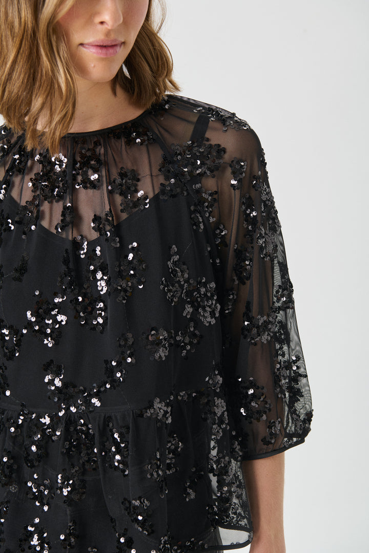 Blouse transparente à paillettes Vivan