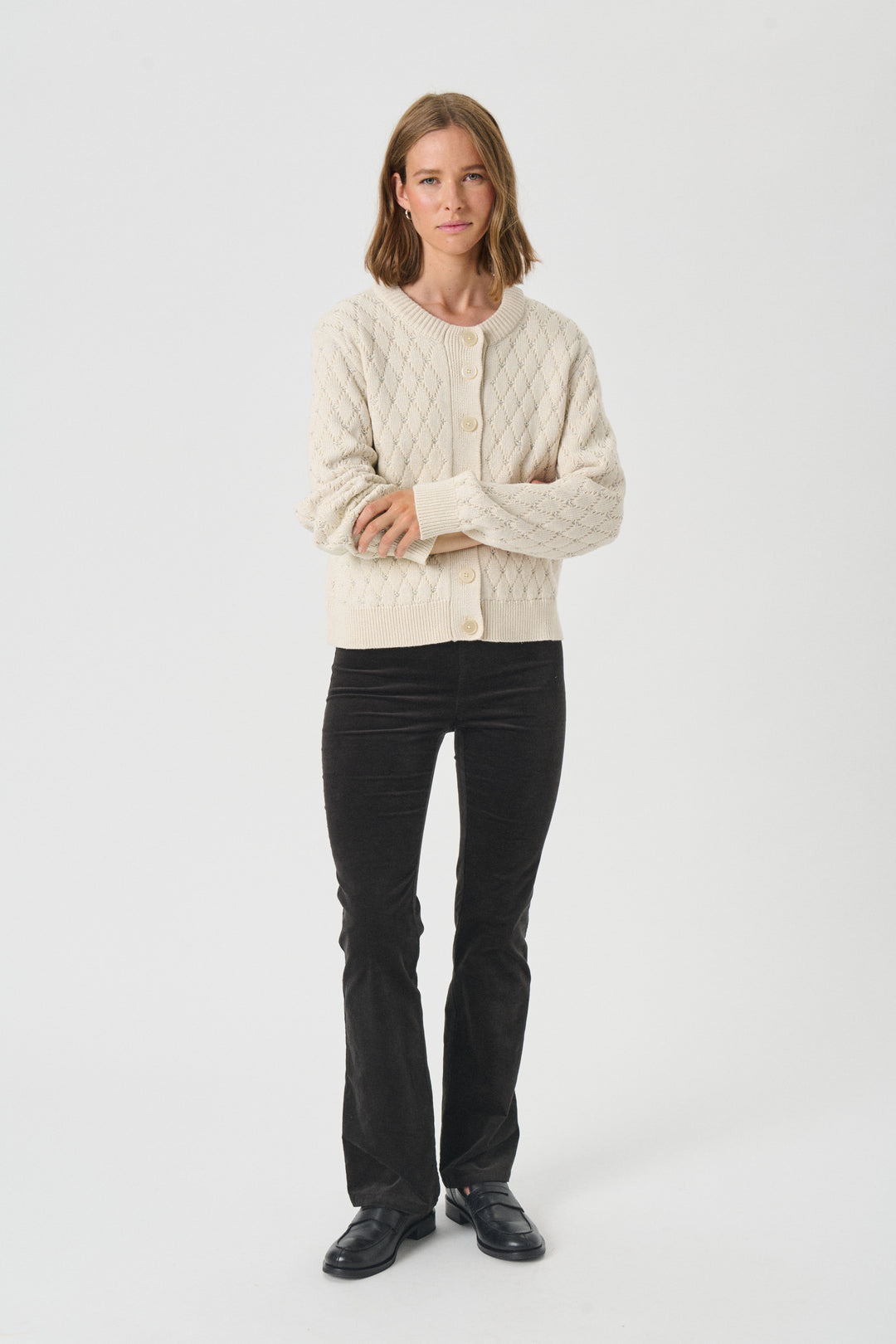 Cardigan boutonné avec motif losanges Vesna