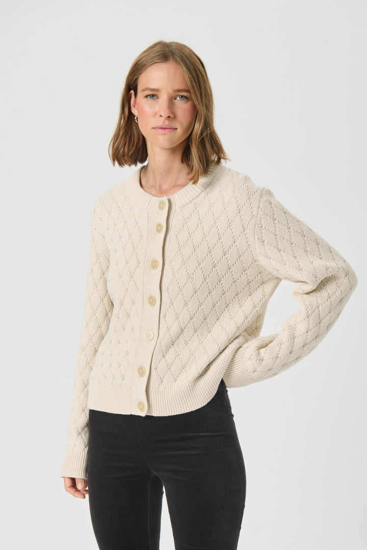 Cardigan boutonné avec motif losanges Vesna