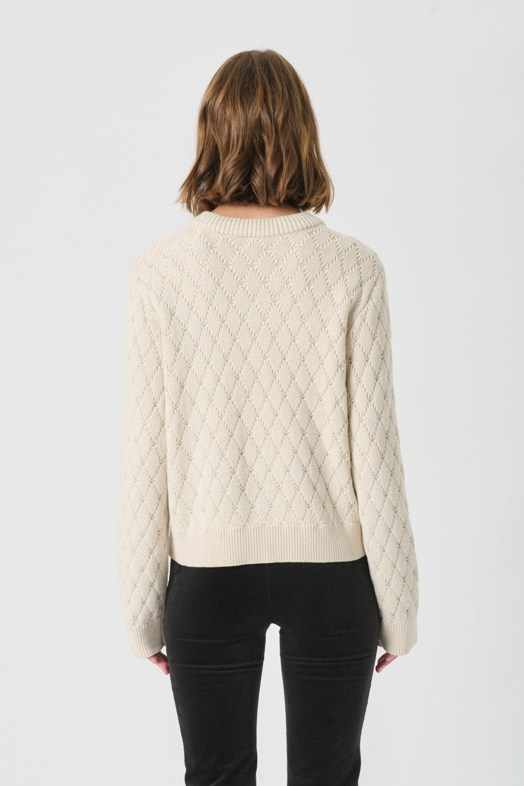 Cardigan boutonné avec motif losanges Vesna