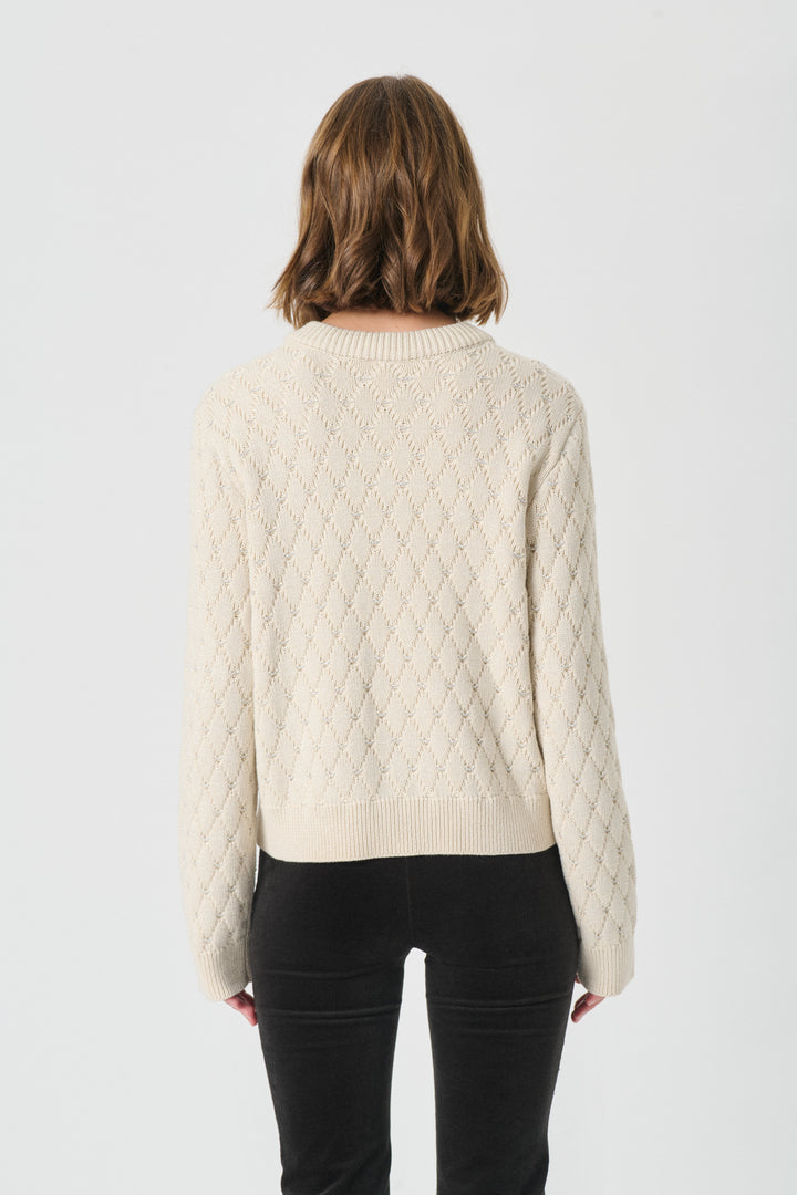 Cardigan boutonné avec motif losanges Vesna
