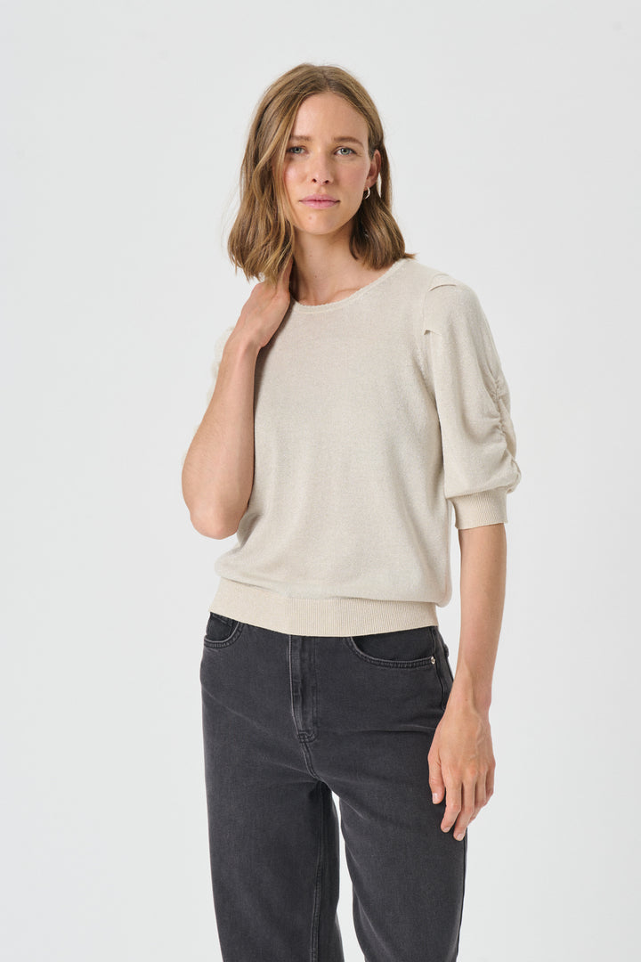 Pull en lurex à manches courtes Varaia