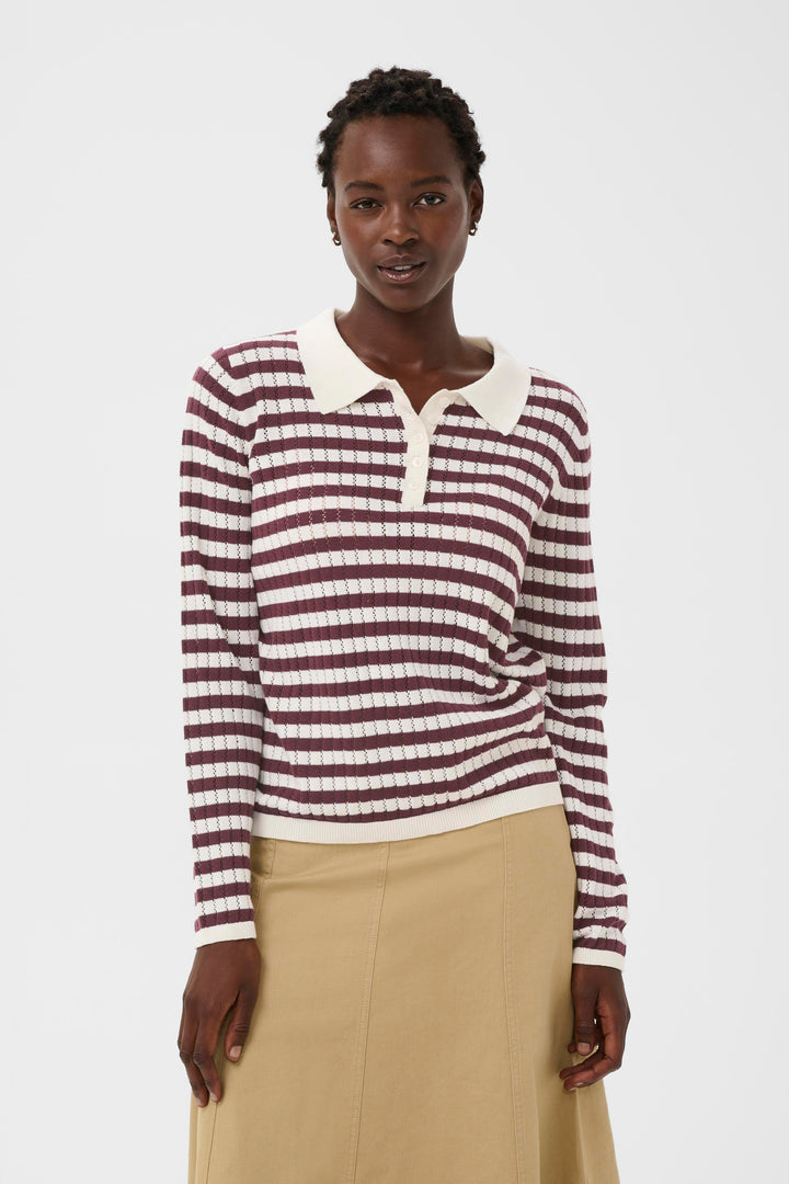 Polo en tricot texturé à rayures Zaria