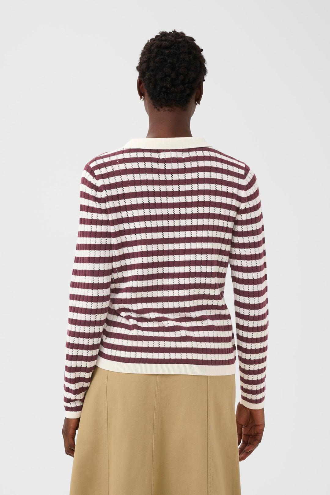 Polo en tricot texturé à rayures Zaria
