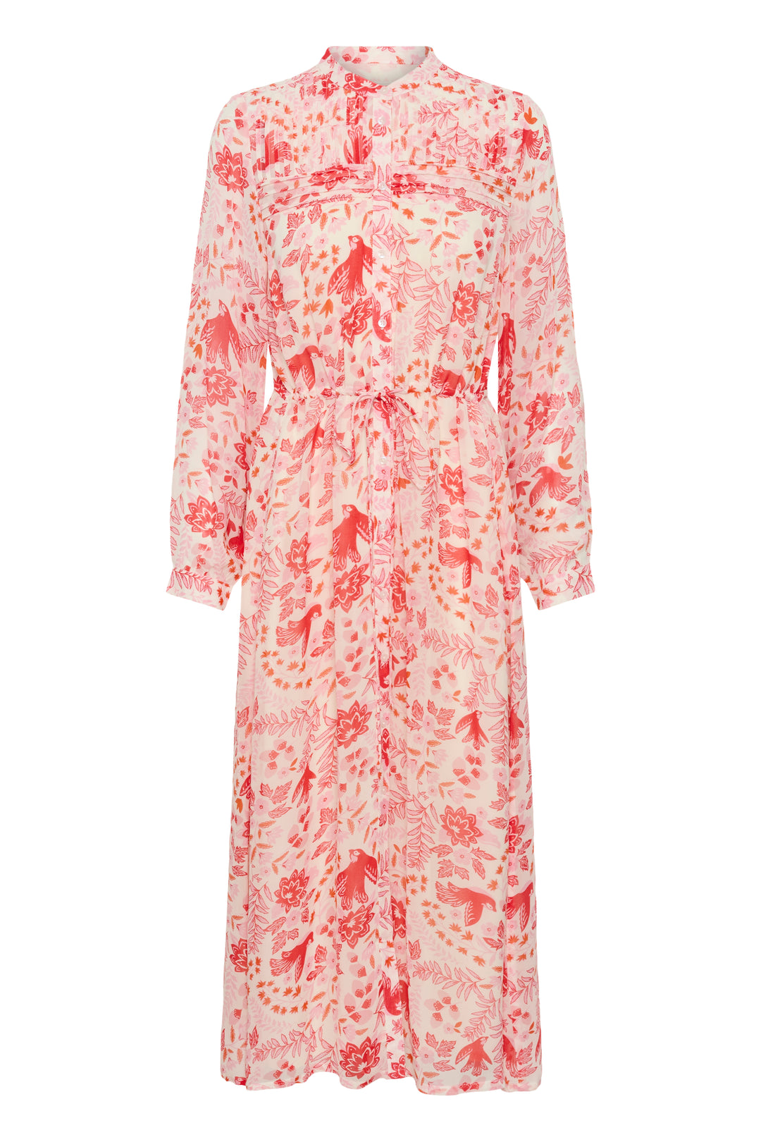 Robe longue Altina fleurie à plastron plissé