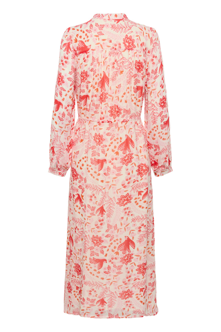 Robe longue Altina fleurie à plastron plissé
