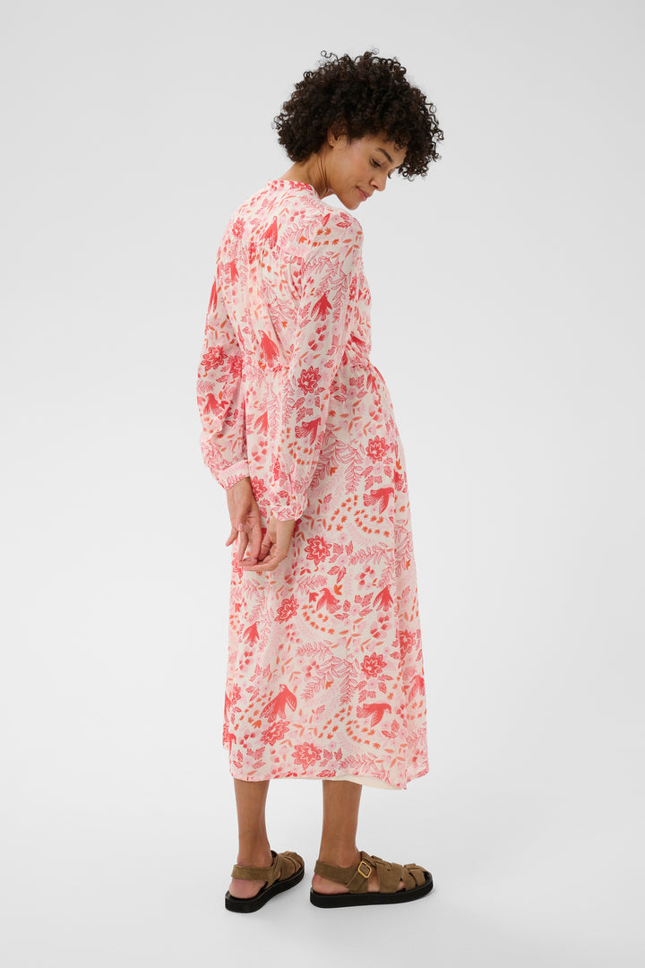 Robe longue Altina fleurie à plastron plissé
