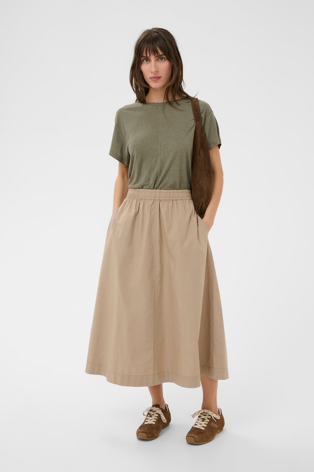 Jupe midi Asmina à taille élastique