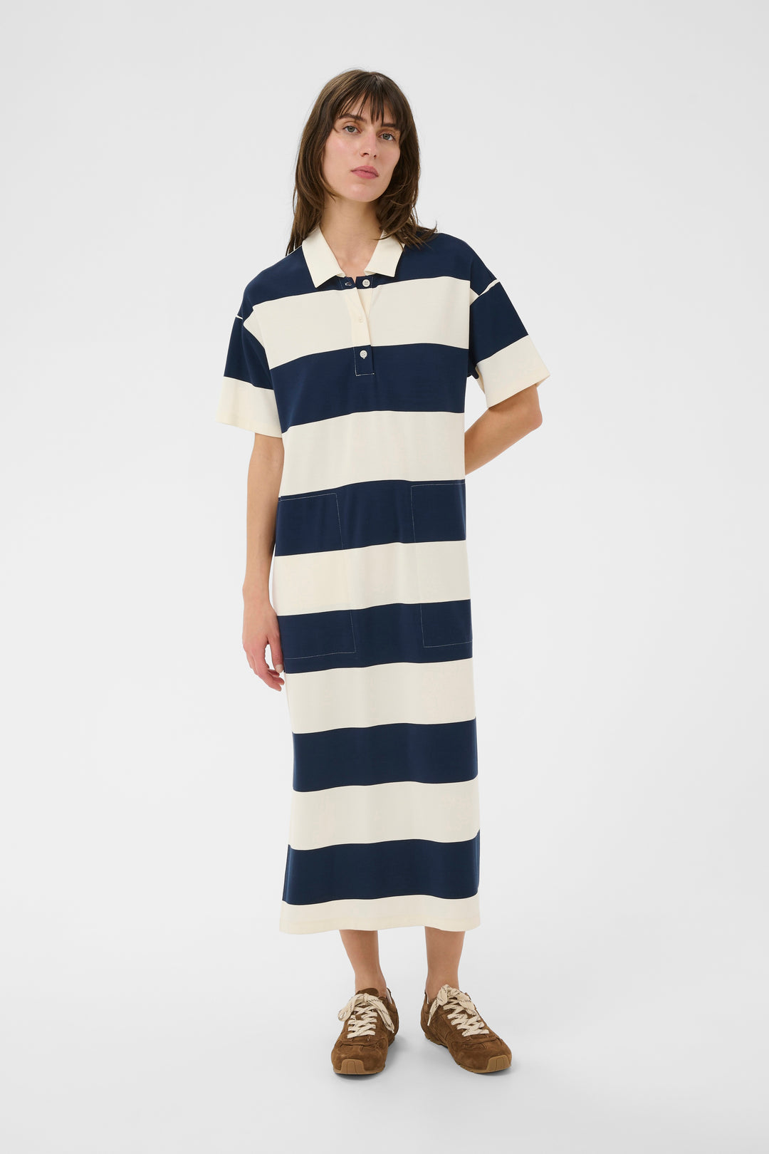 Robe polo longue à larges rayures Alise