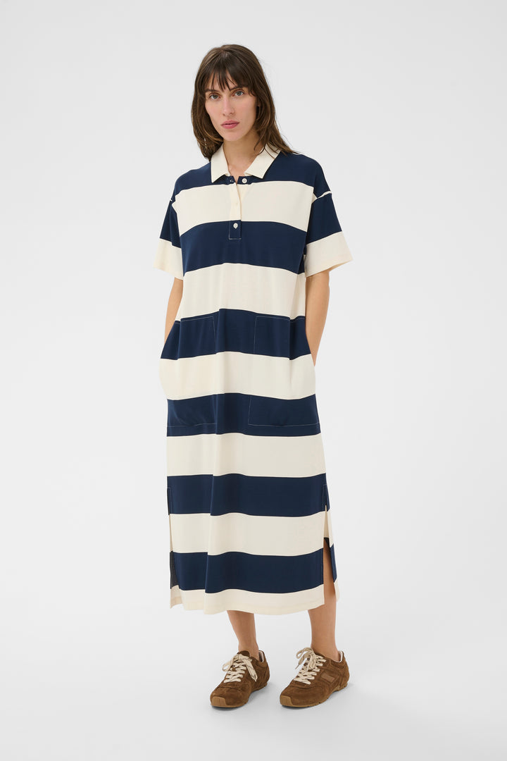 Robe polo longue à larges rayures Alise