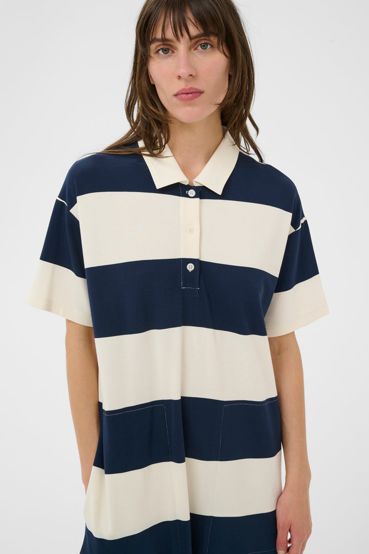 Robe polo longue à larges rayures Alise