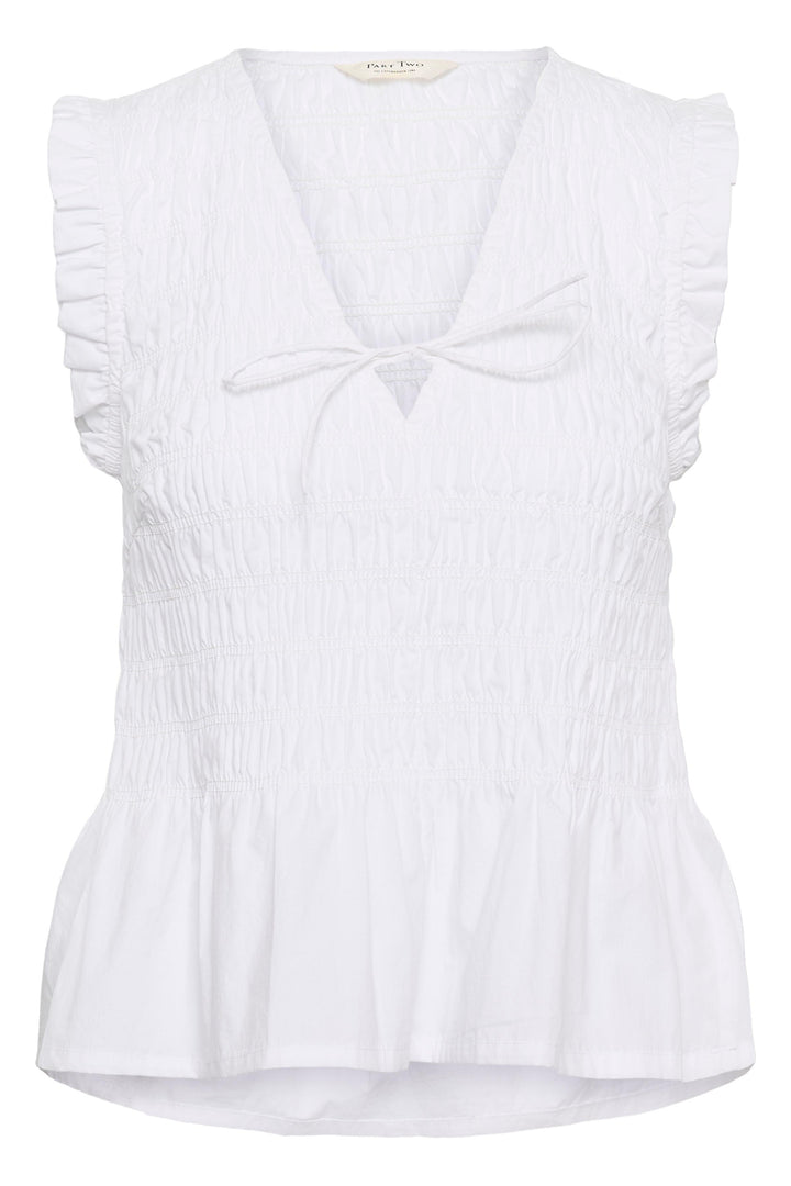 Blouse Borgny smockée à basque et volants