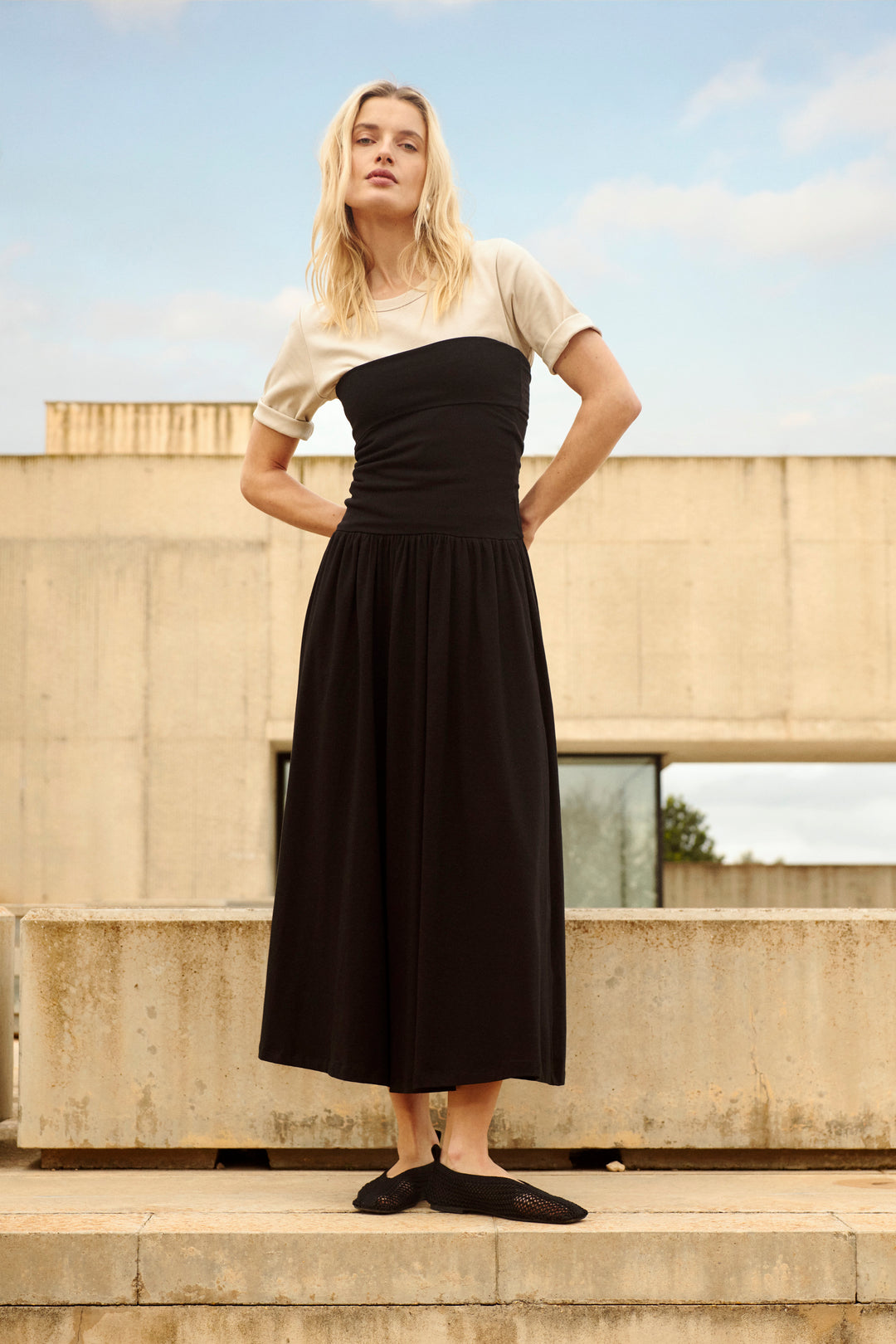 Robe longue bustier Balina à jupe fluide