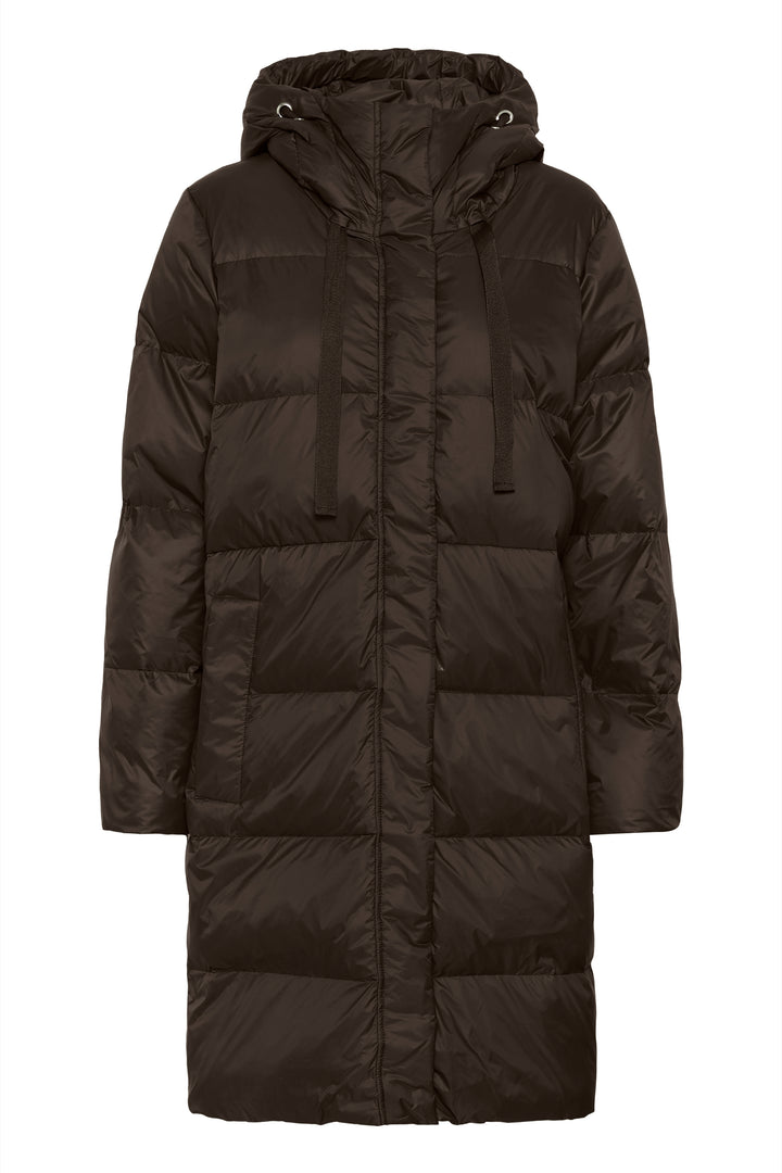 Manteau long Camly matelassé à capuchon
