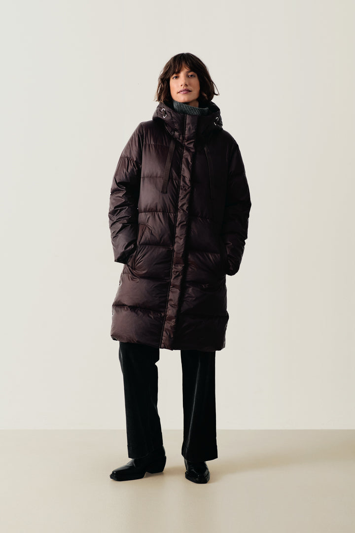 Manteau long Camly matelassé à capuchon