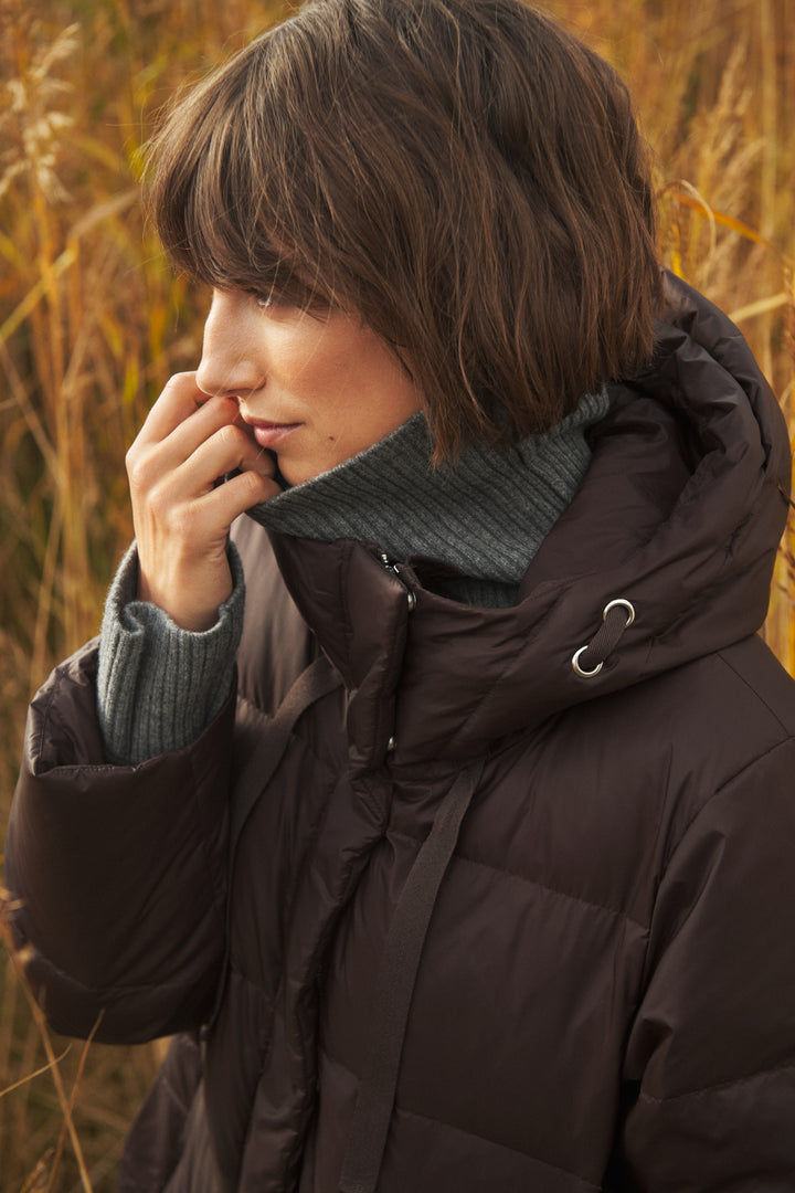 Manteau long Camly matelassé à capuchon