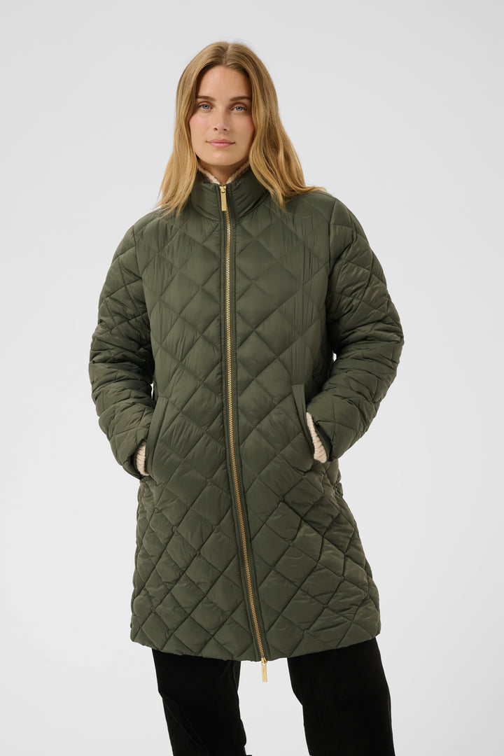 Manteau long Olilana matelassé à col montant
