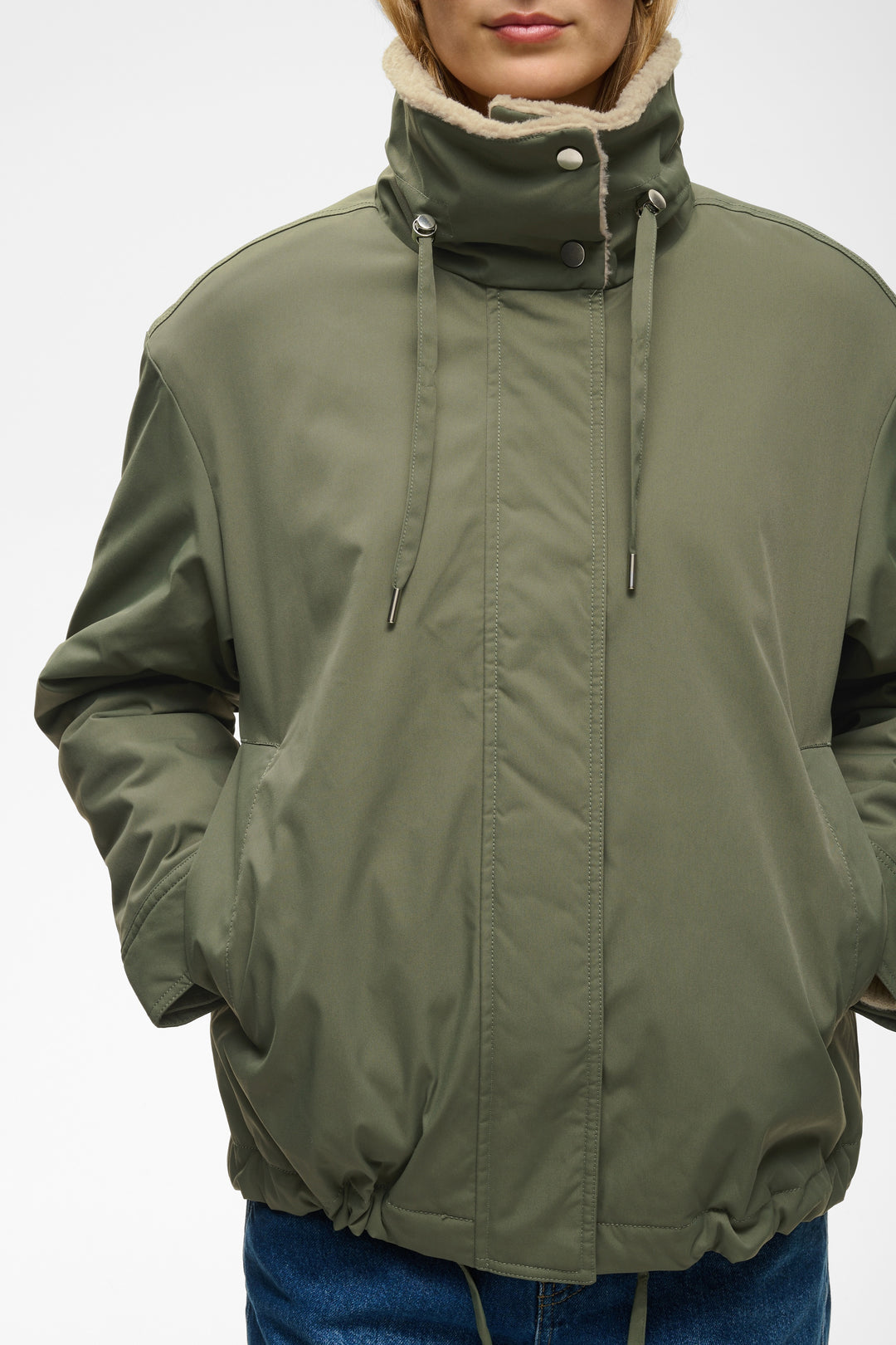 Manteau court Cathia doublé sherpa à col montant