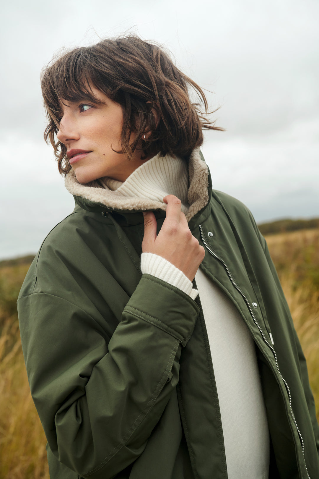Manteau court Cathia doublé sherpa à col montant