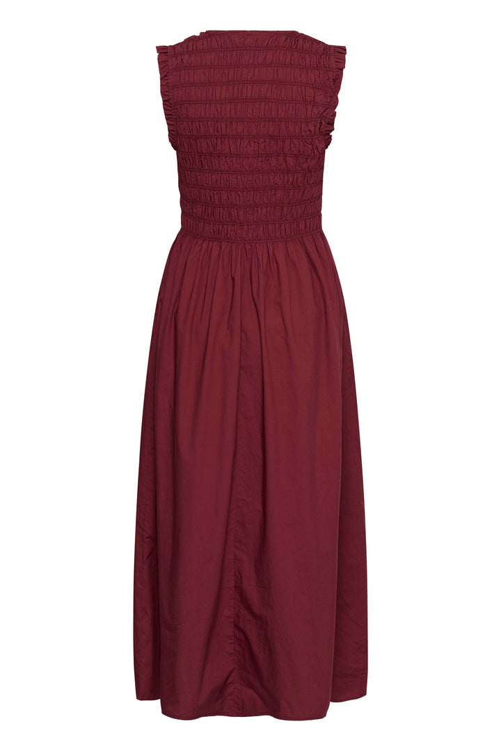 Robe longue Borgnette à smocks et volants