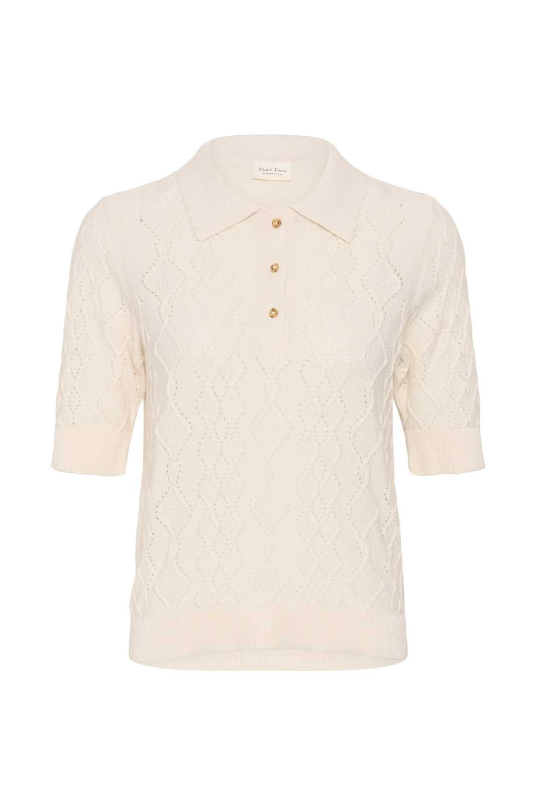 Tricot à col polo ajouré Cinia