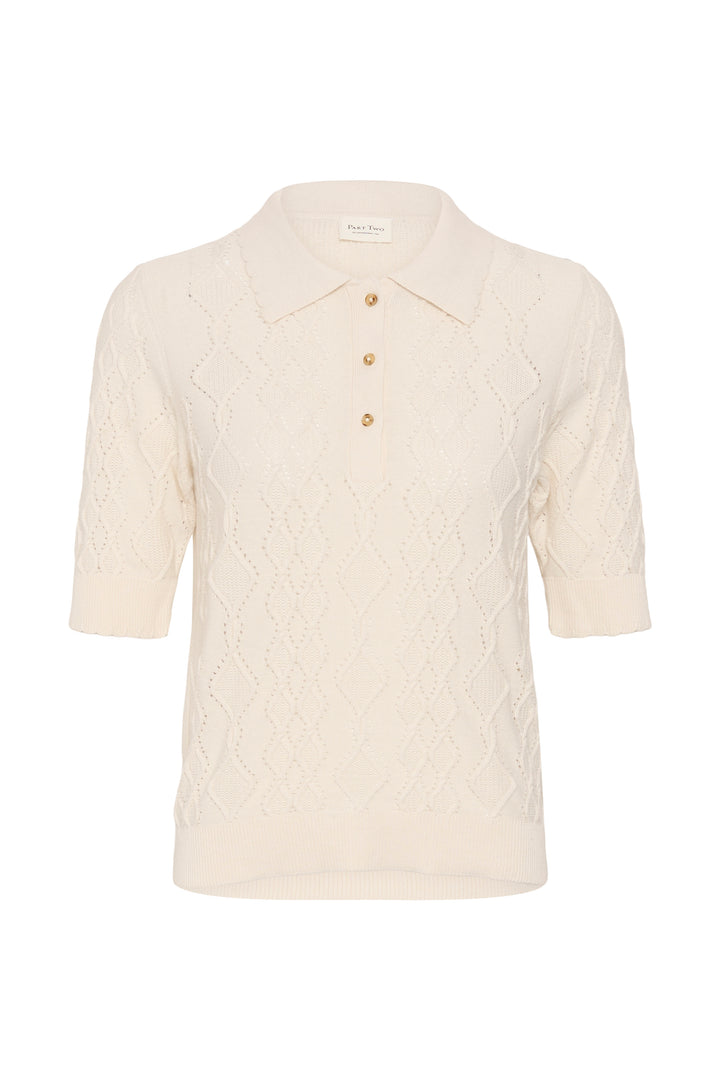 Tricot à col polo ajouré Cinia