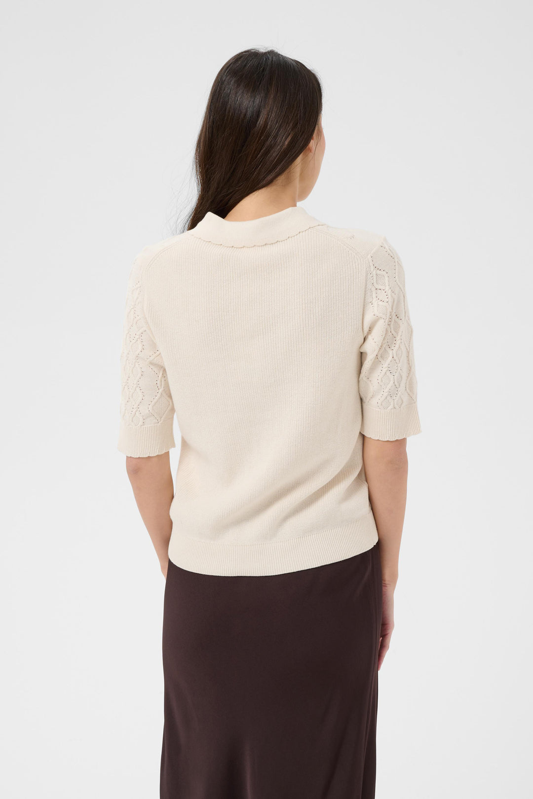 Tricot à col polo ajouré Cinia