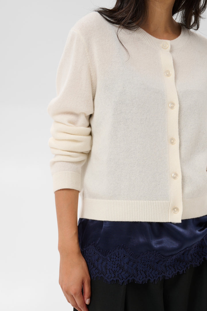 Cardigan court en cachemire col rond Carimi