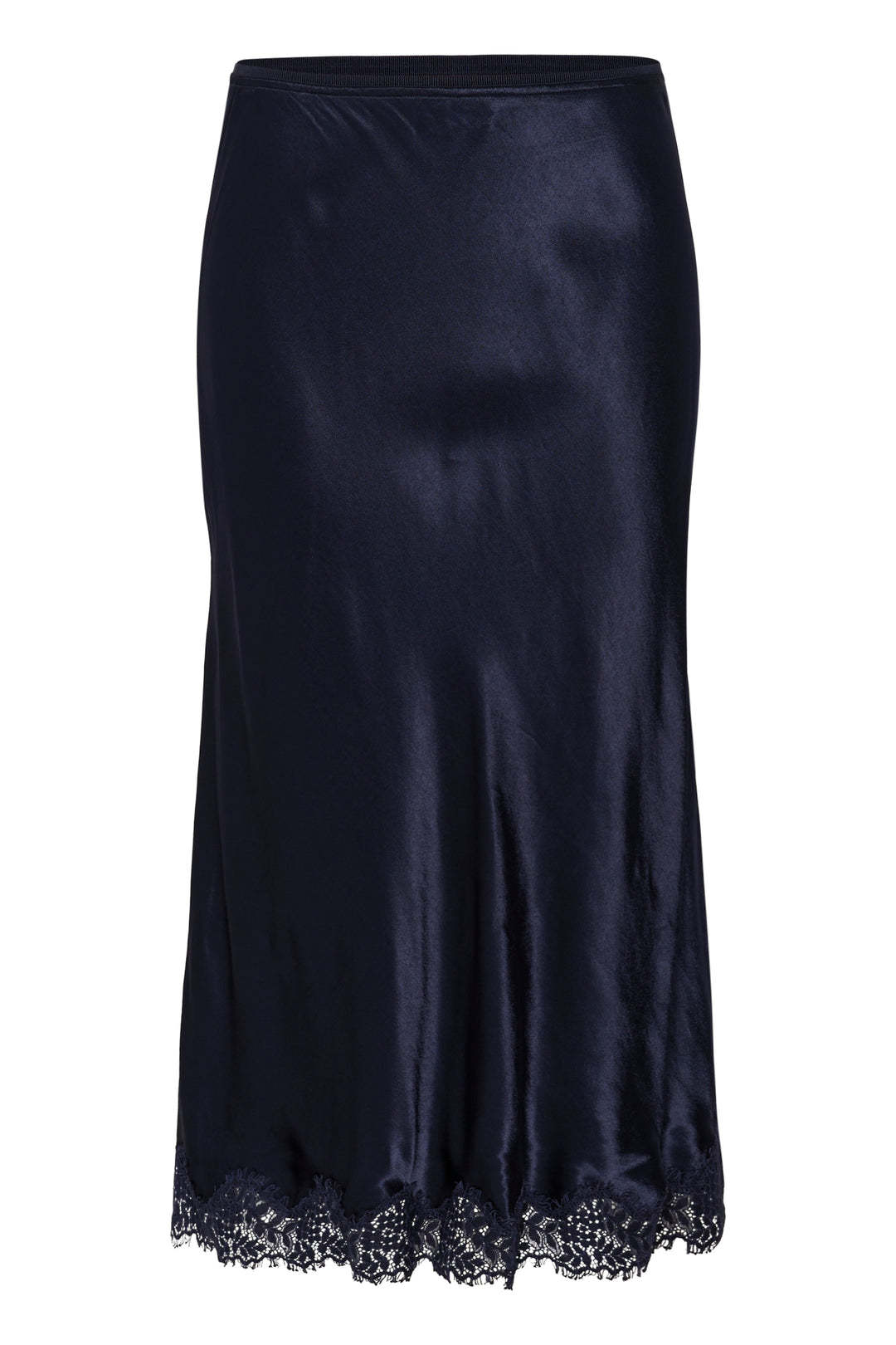 Jupe midi satinée bordure dentelle Denija
