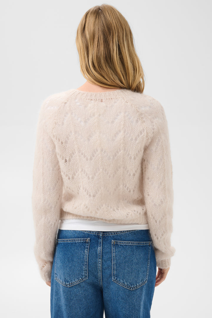 Cardigan court en maille ajourée Dinah