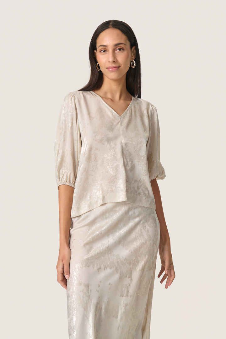 Blouse satinée avec imprimé métallisé Kitty