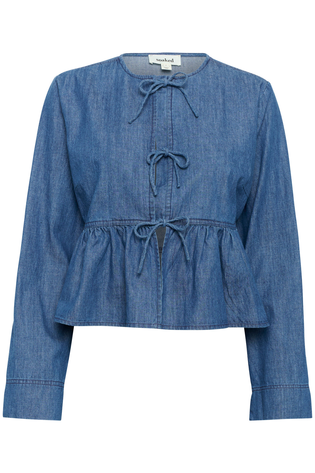 Blouse en denim avec noeuds et basque Chamy