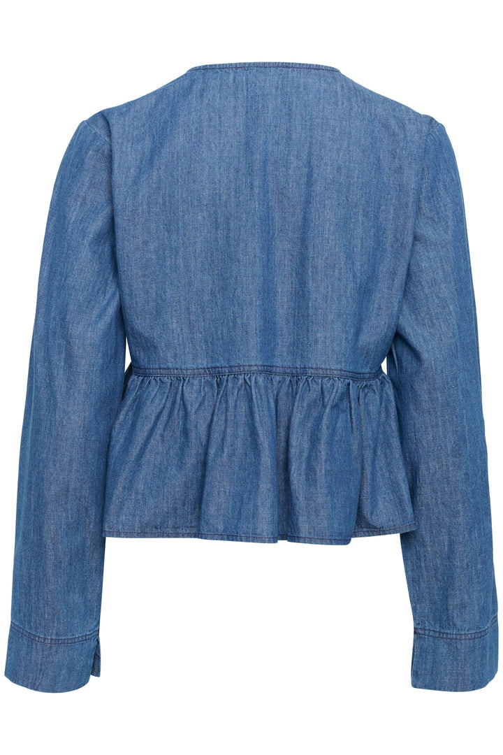 Blouse en denim avec noeuds et basque Chamy