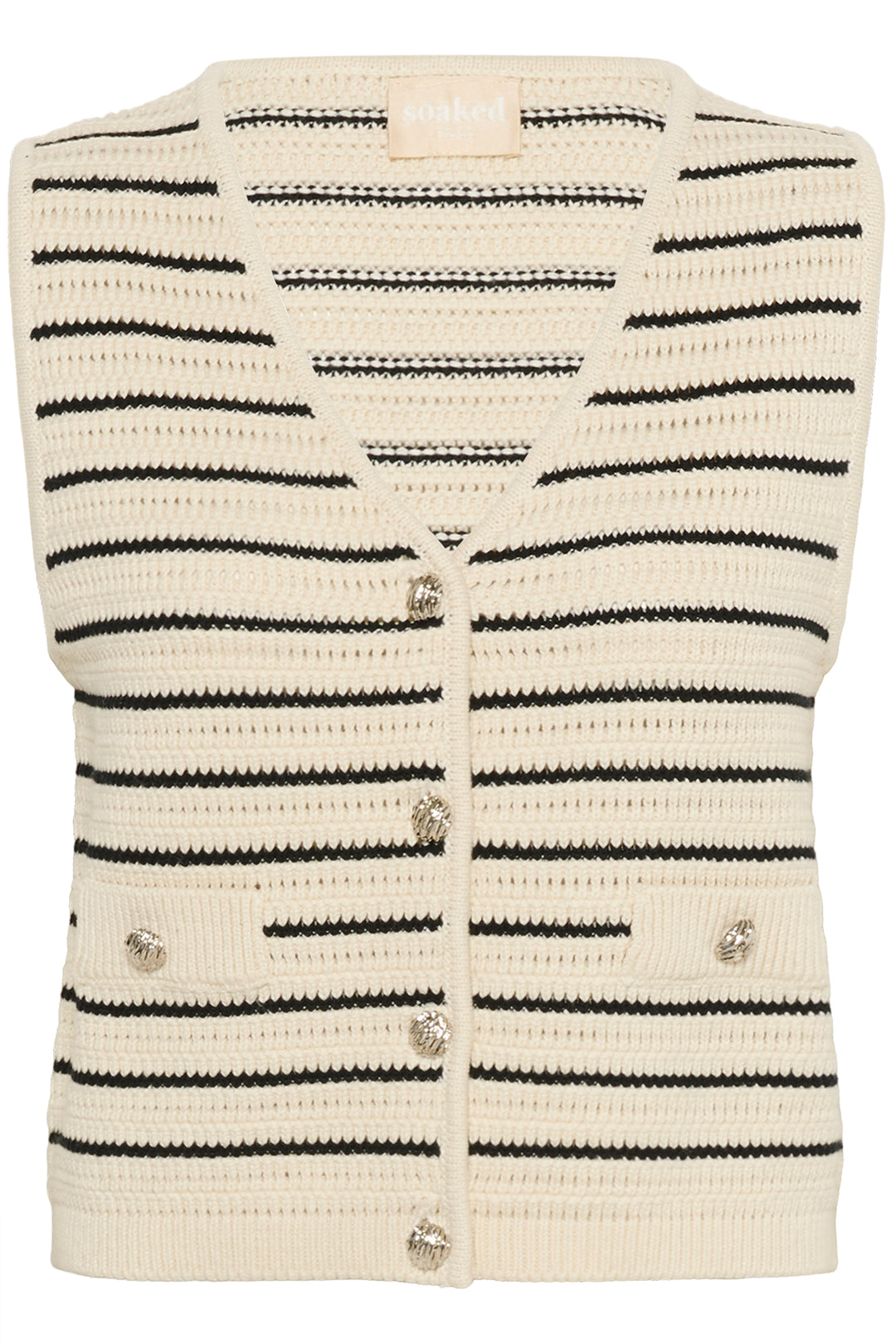 Gilet rayé texturé avec boutons argentés Madalena