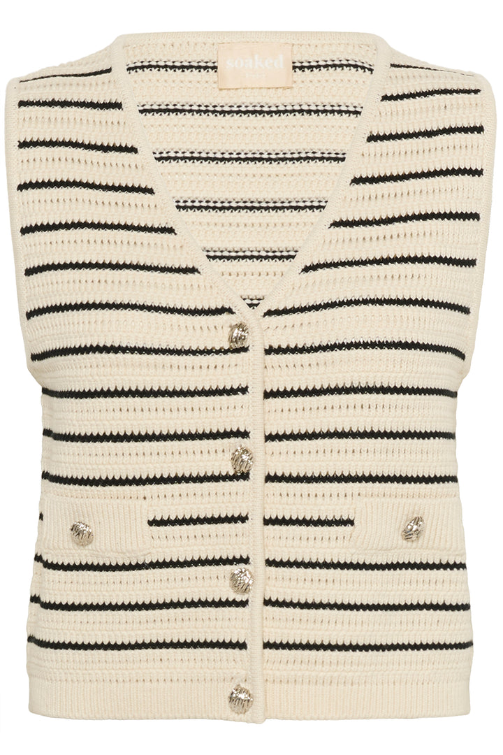 Gilet rayé texturé avec boutons argentés Madalena