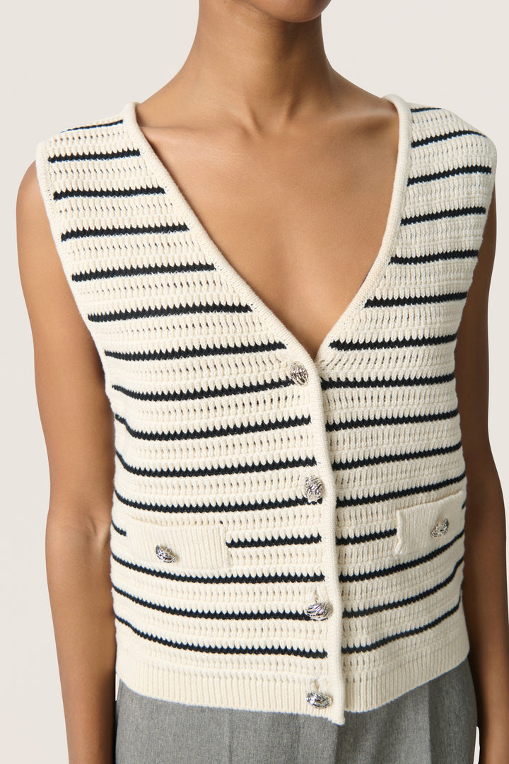 Gilet rayé texturé avec boutons argentés Madalena
