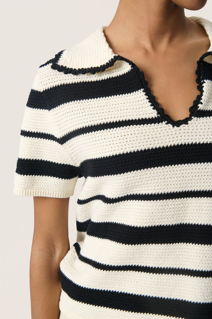 Pull rayé en coton texturé à manches courtes Madalena