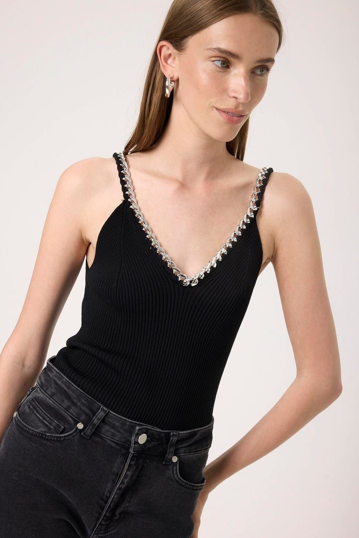 Camisole côtelée avec maillons argentés Mirabel