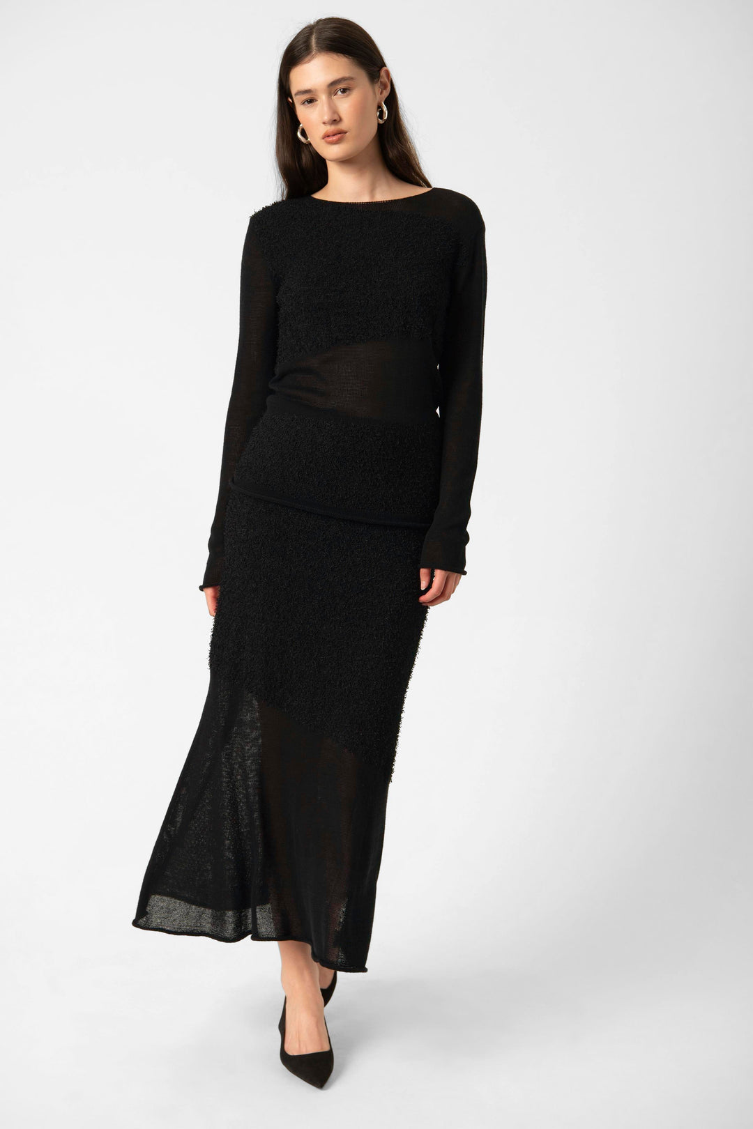 Ensemble pull et jupe longue texturés Tine