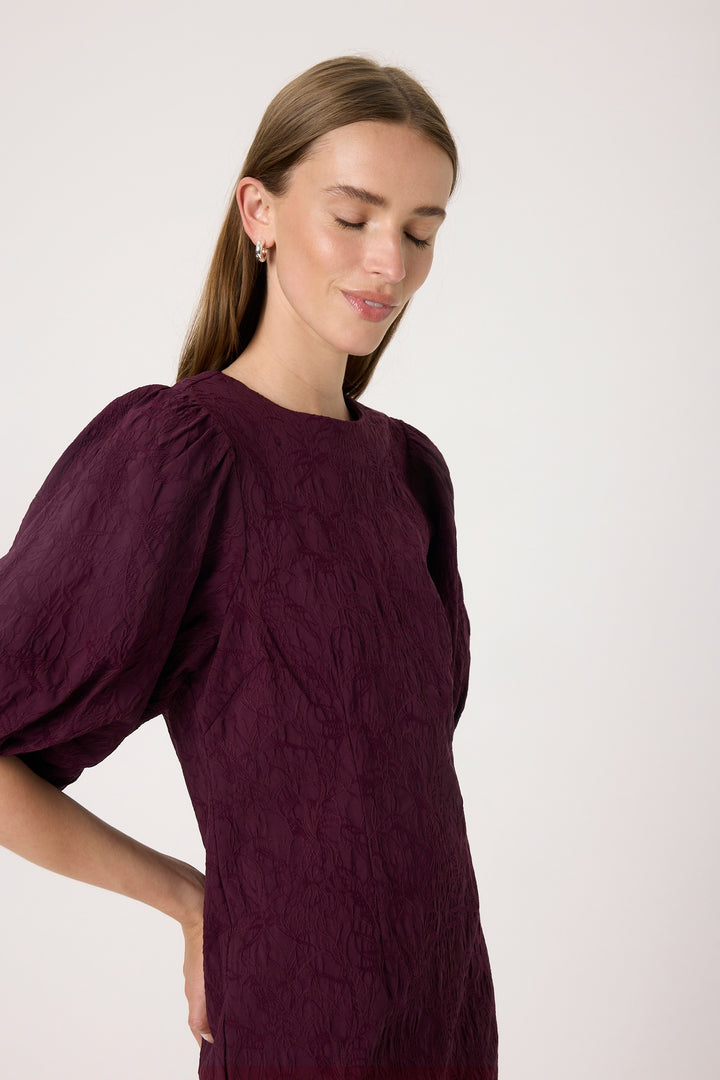 Robe texturée à manches bouffantes Maybel Zazu