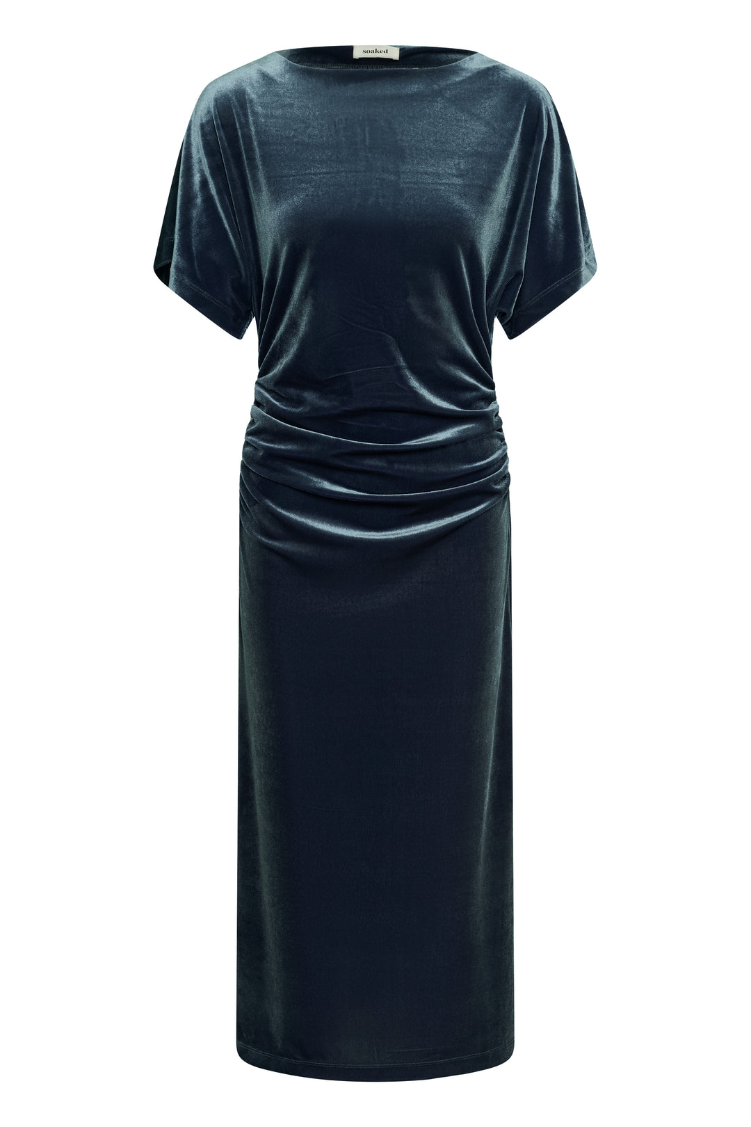 Robe midi drapée à taille froncée Velera
