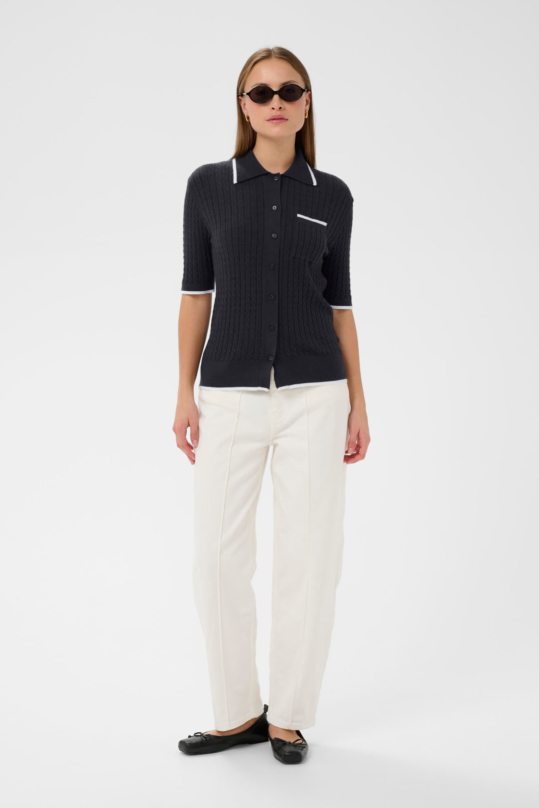 Polo cardigan en tricot Spina