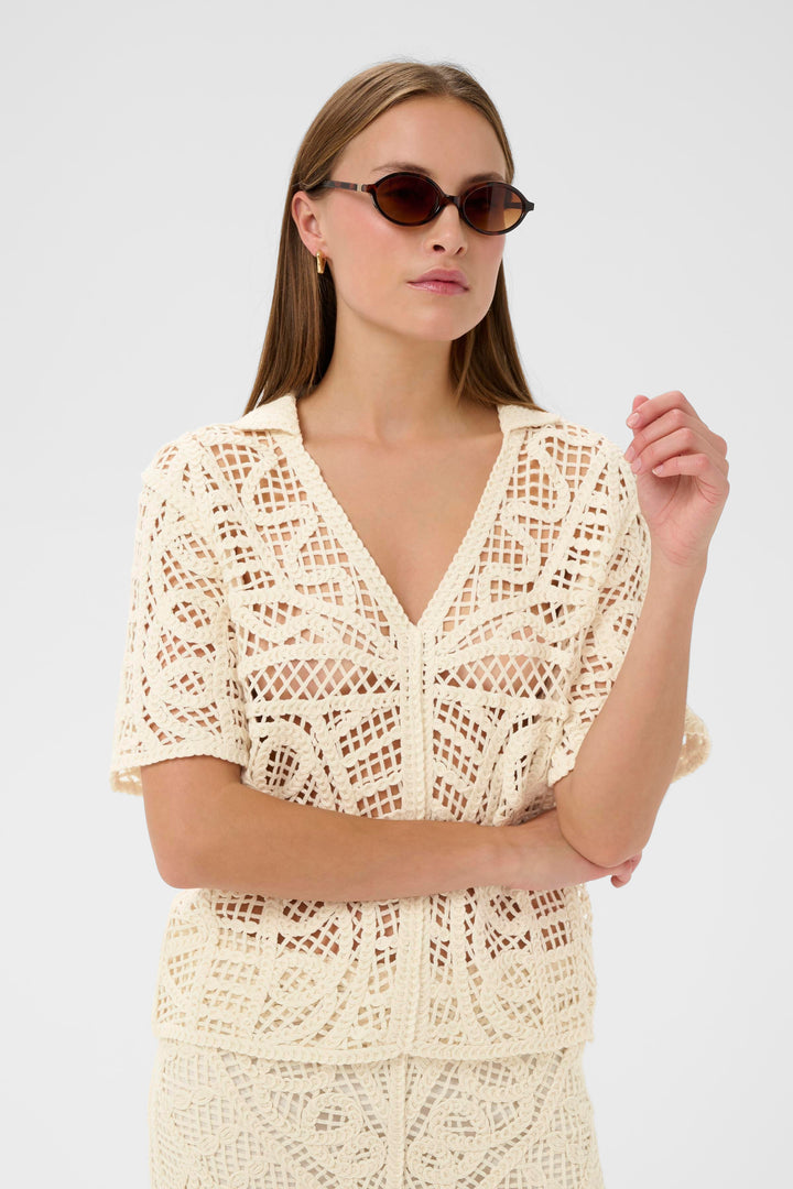 Tricot polo ajouré Anamy