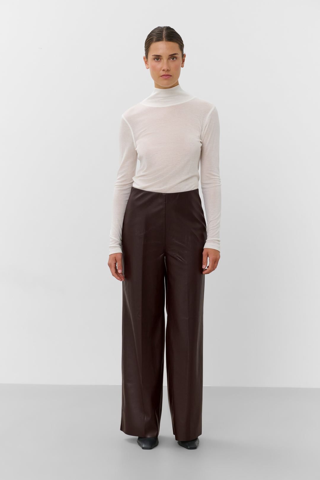 Pantalon faux cuir jambe large Kaylee