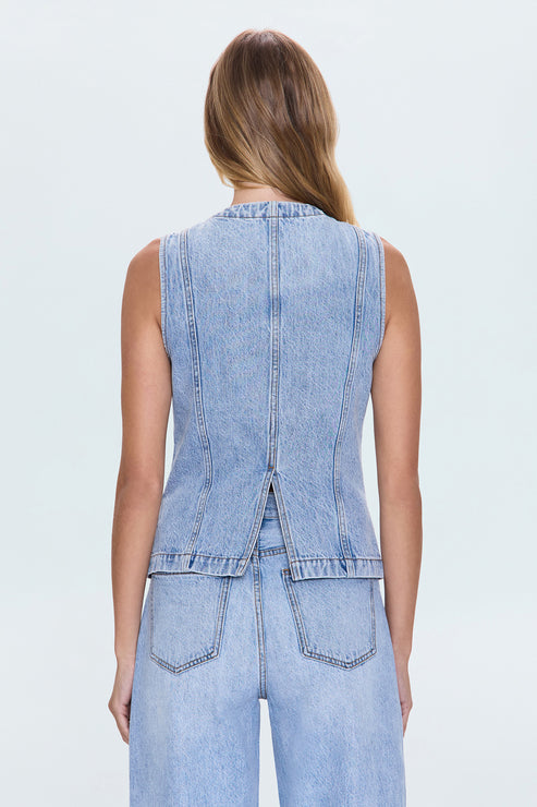 Veste en denim ajustée sans manches Gia